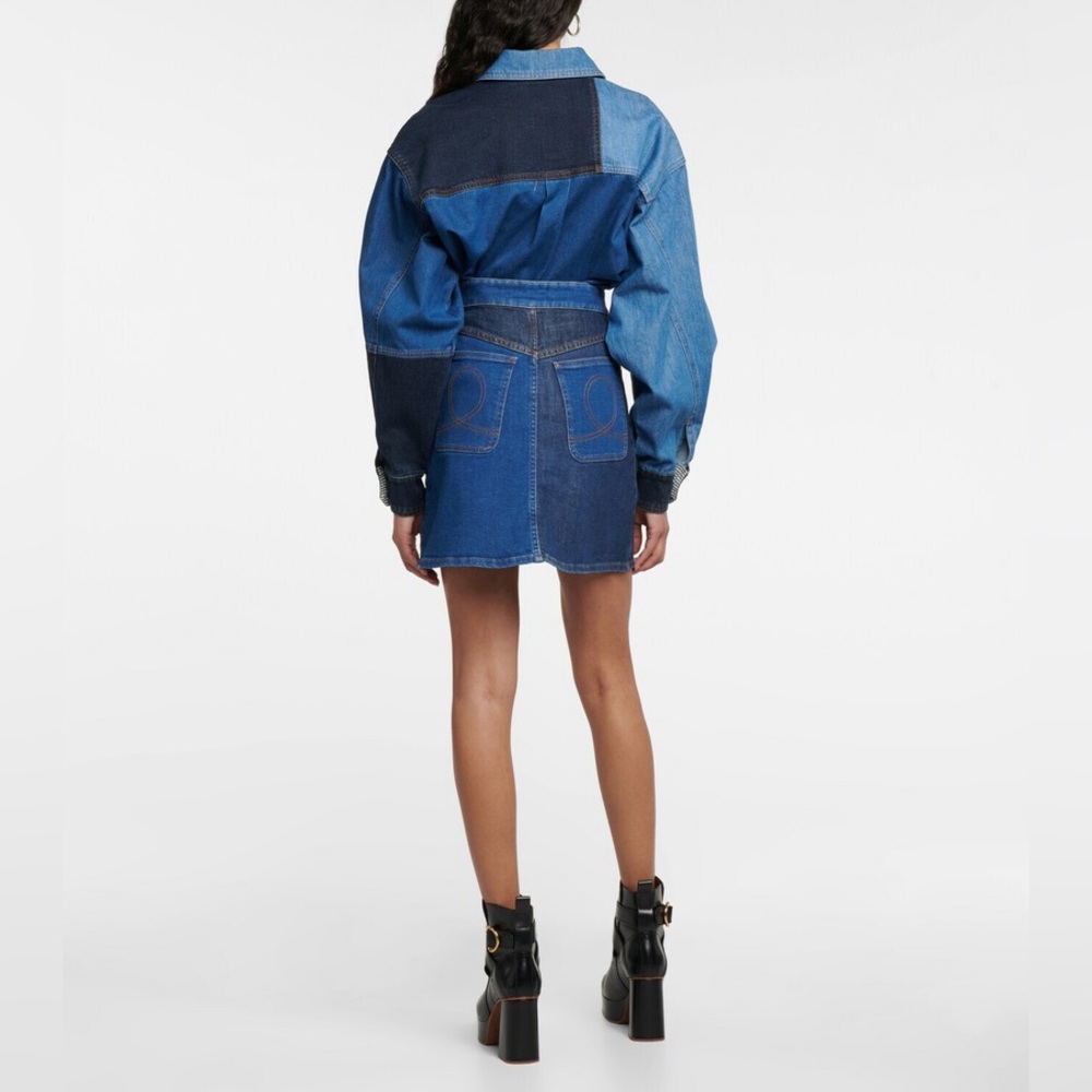 NWT $395 See By Chloe Patchwork Denim Mini Skirt - Picture 2 of 9